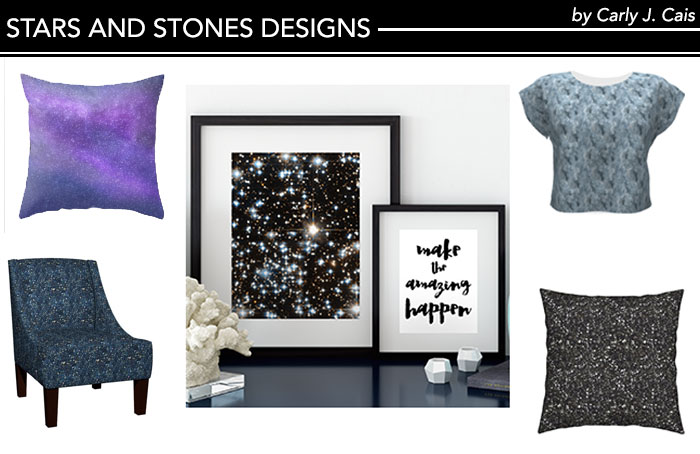 Stars and Stones by Carly J. Cais repeating crystal and star patterns