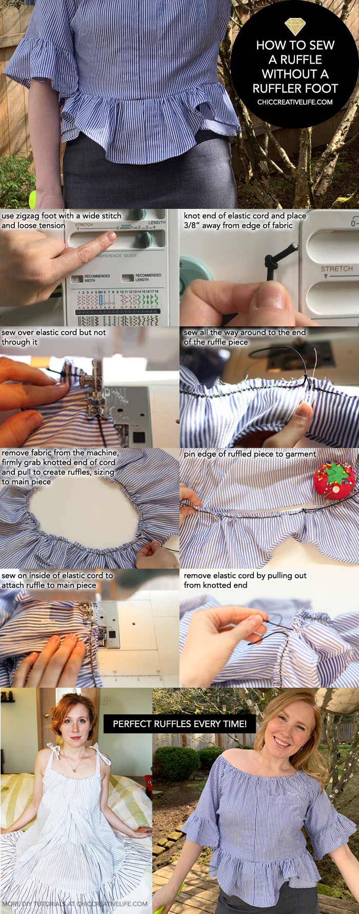 how to sew a ruffle without a ruffler foot step by step pinterest graphic chic creative life